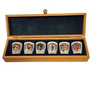 Antique Collectible German Shot Glasses with strage box, Rare Find